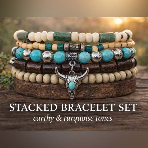 Jewelry - NEW 5 Piece Stackable Beaded Bracelet Set